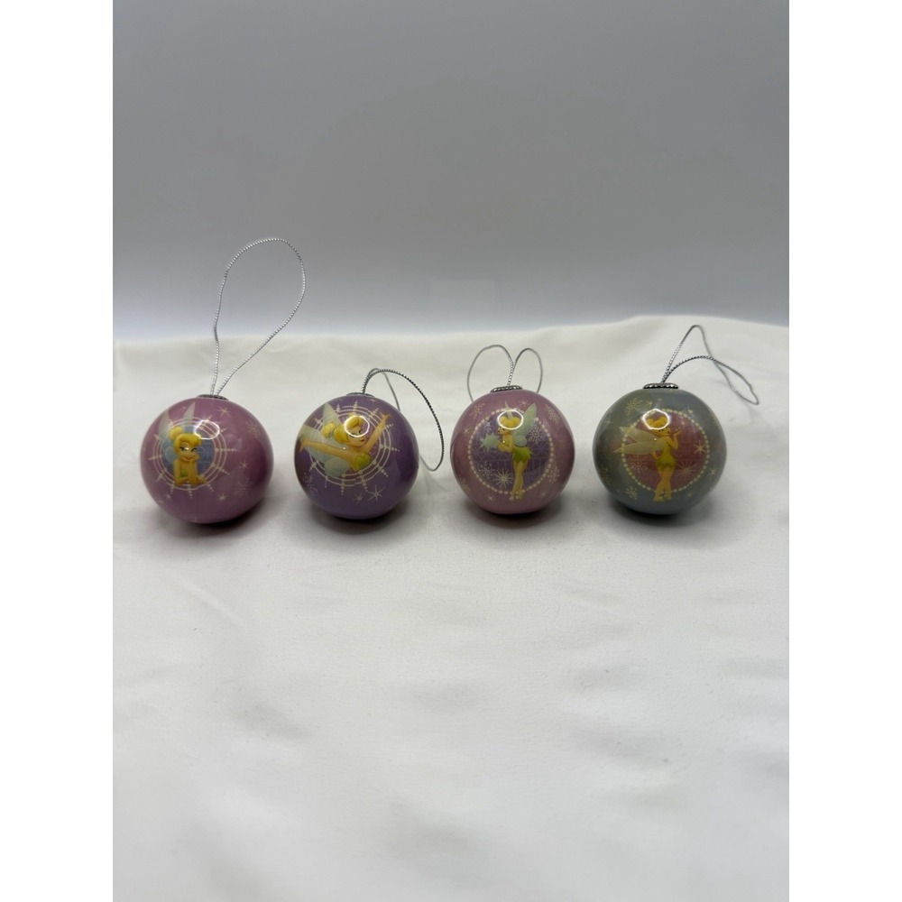 Lot Of 4 Vintage Disney Classic Tinkerbell Christmas Balls Ornaments Set